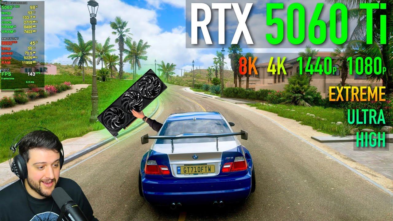 RTX 5060Ti 16 ГБ - Forza Horizon 5 - 1080p, 1440, 4K, 8K, DLSS4!