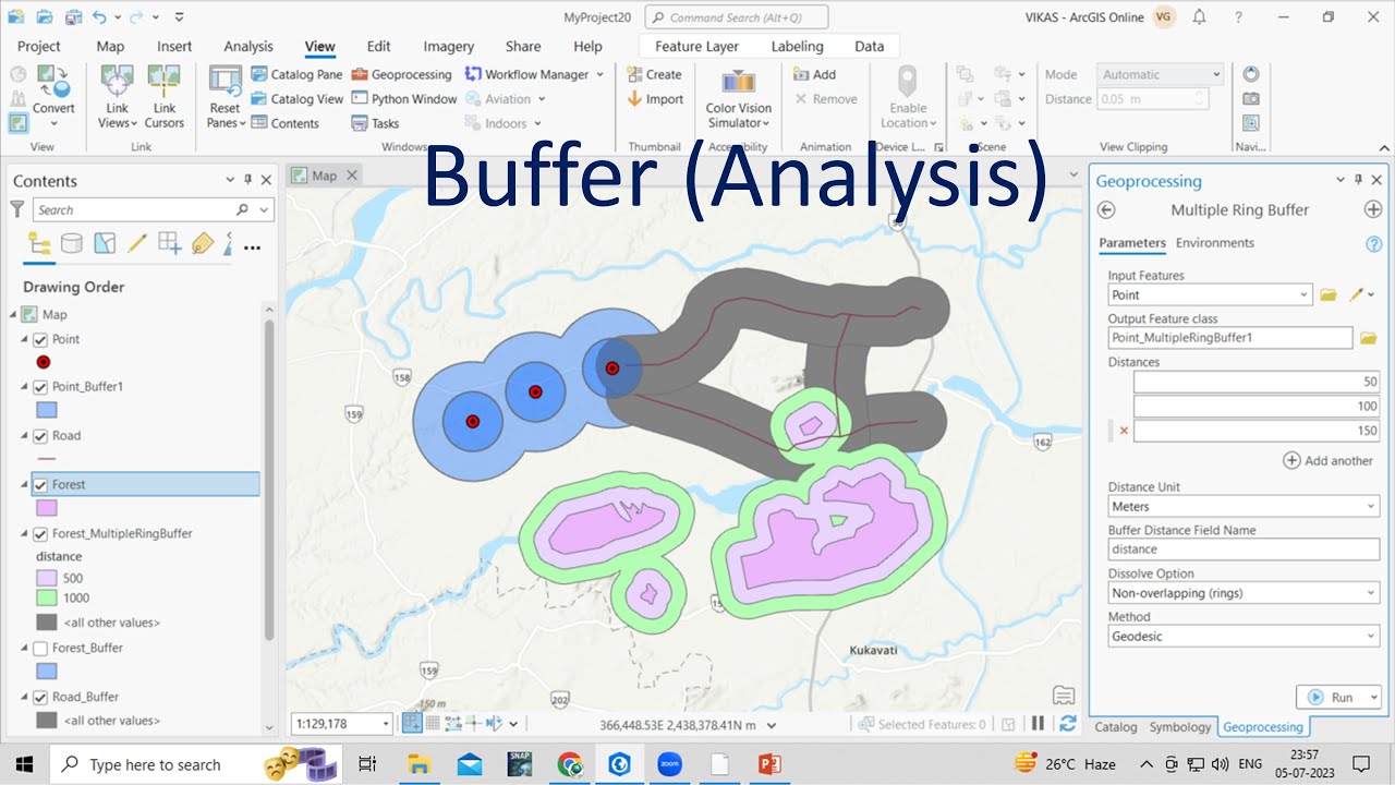 Как создать буфер вокруг шейп-файлов точек, линий и полигонов в ArcGIS Pro