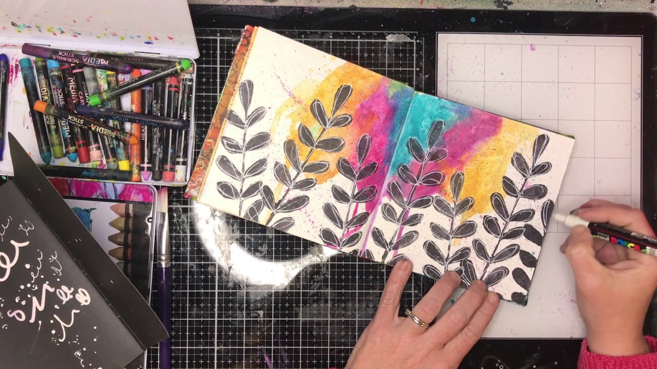 Quick art journal page: Using scribble sticks