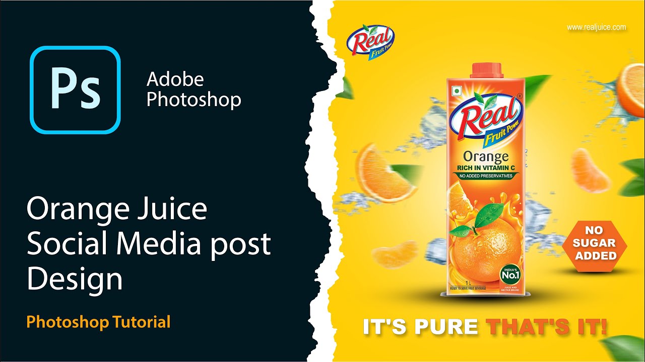 Real Orange Juice Post Design  in Adobe Photoshop | #graphickorner  #graphicdesing #photoshop