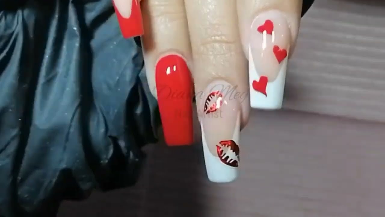 Uñas Para El Día del Amor y la Amistad ❤️| Retoque de uñas acrílicas 