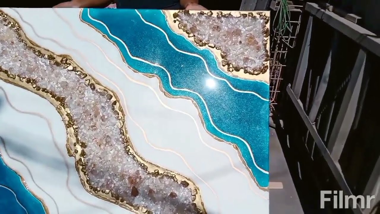 cómo hacer un cuadro tipo geoda con resina epoxica Sayer y cuarzos paso a paso