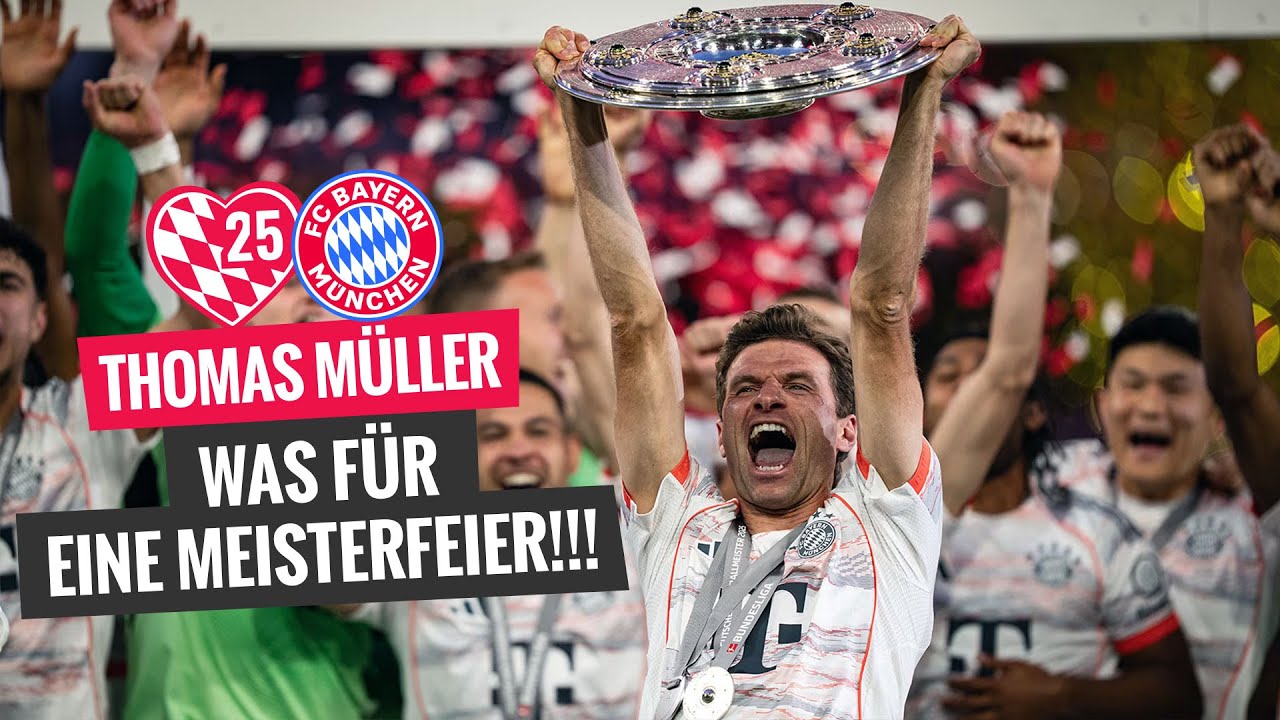 Der FC Bayern München und Thomas Müller feiern die Meisterschaft
