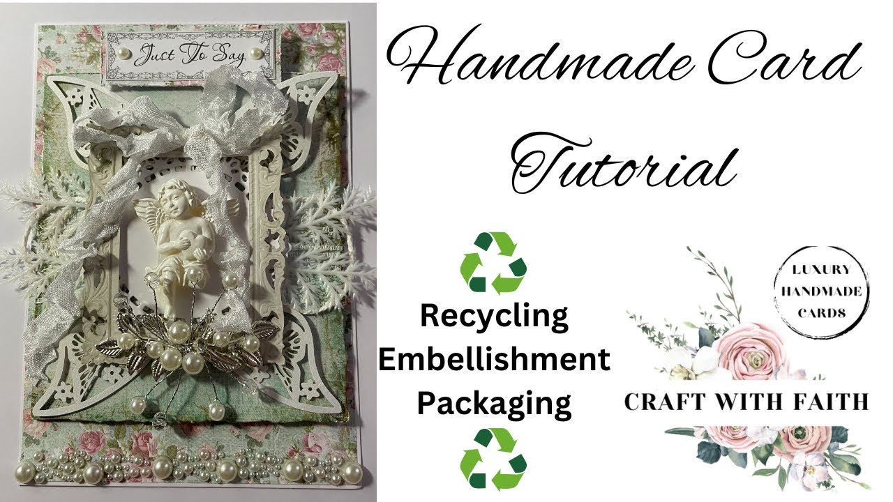 Recycling Embellishment packaging. Quick handmade card tutorial: Shabby Angel Cherub