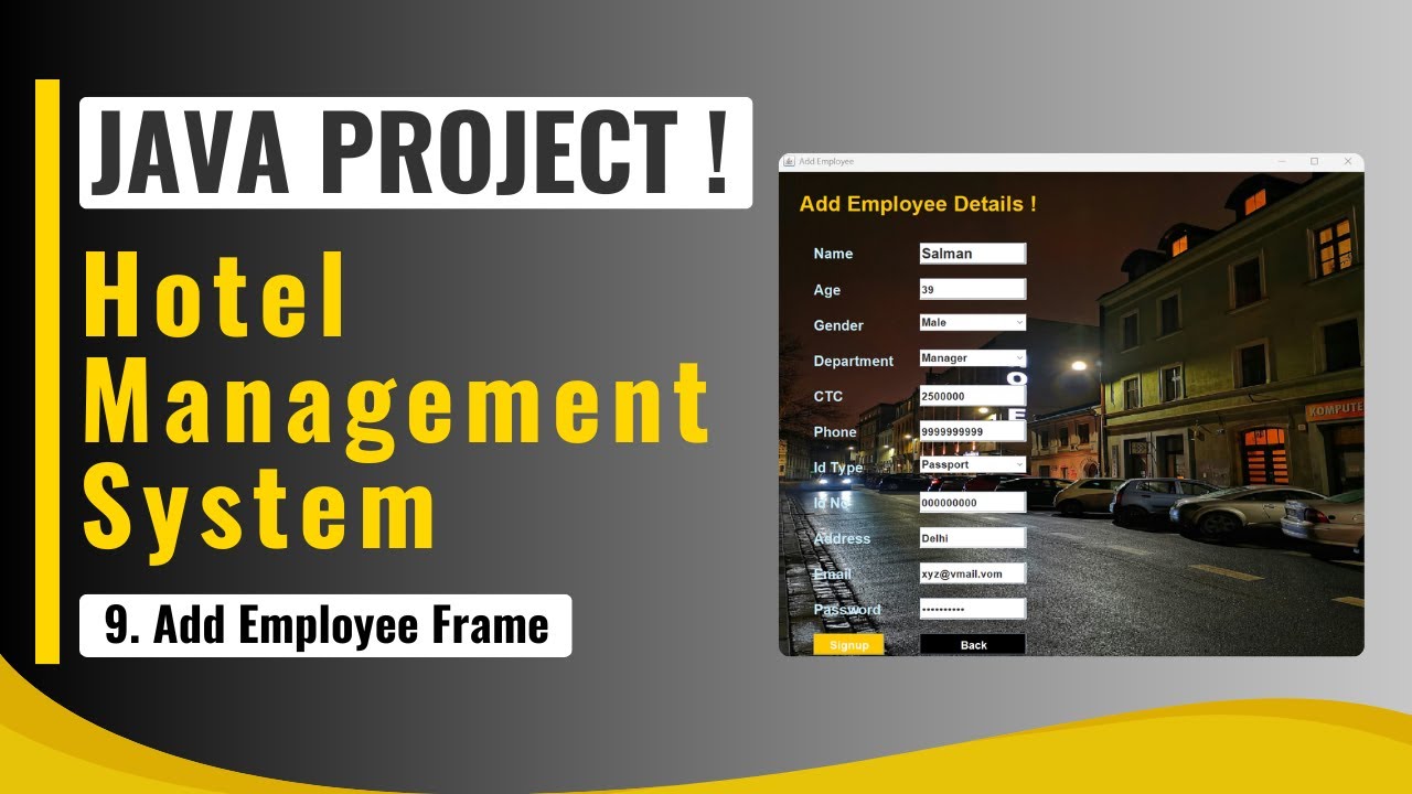 09 - Hotel Management System project in Java | Add Employee Frame | Hindi