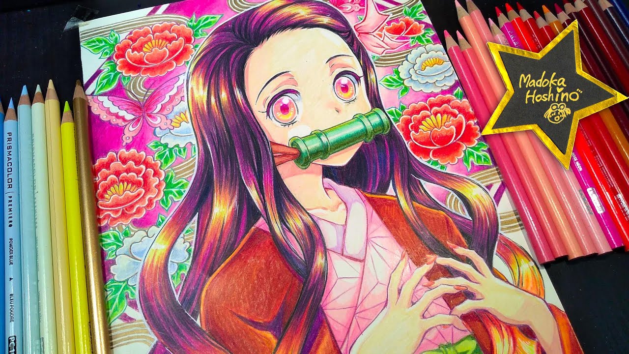 鬼滅の刃　かまどねずこ　イラスト描いてみた！色鉛筆メイキング