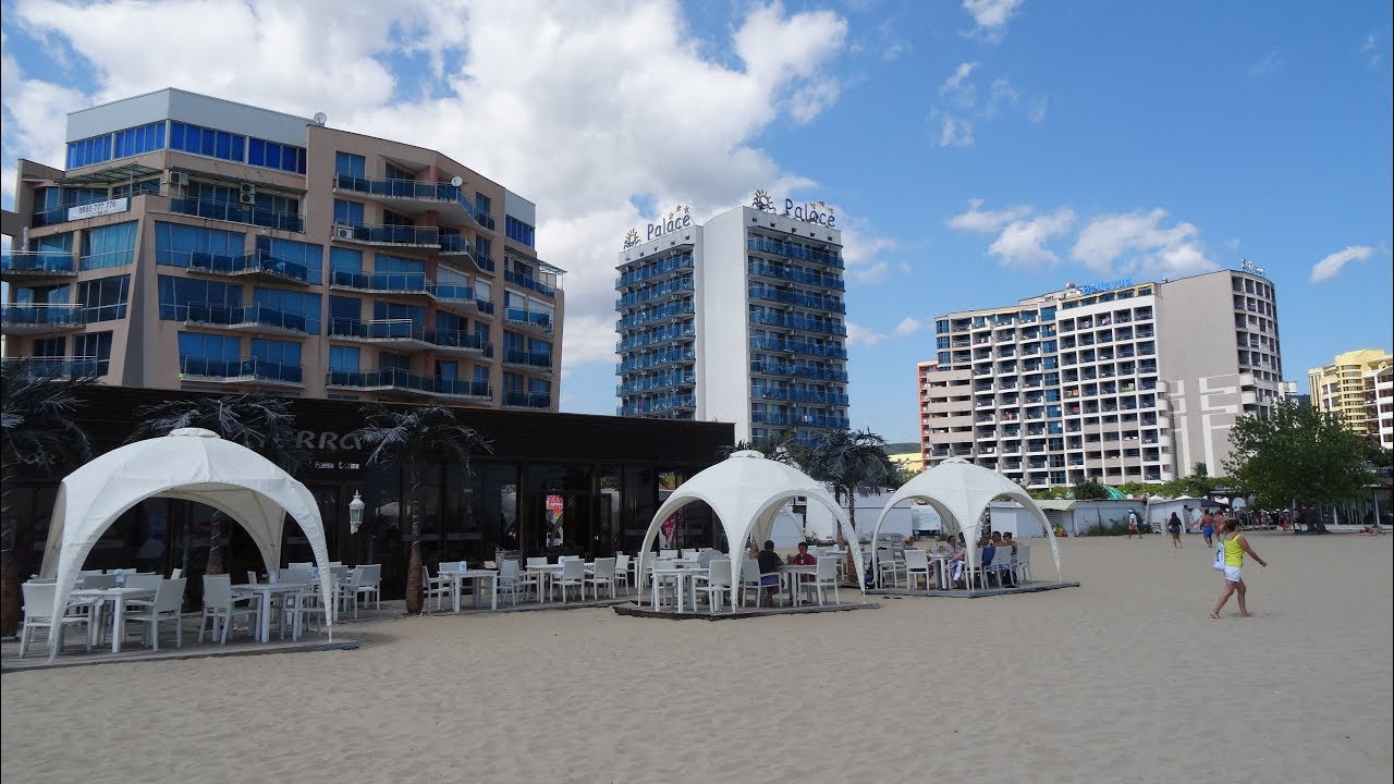 A view inside and around the Palace Hotel Sunny Beach Bulgaria Smallest bathroom in the world!