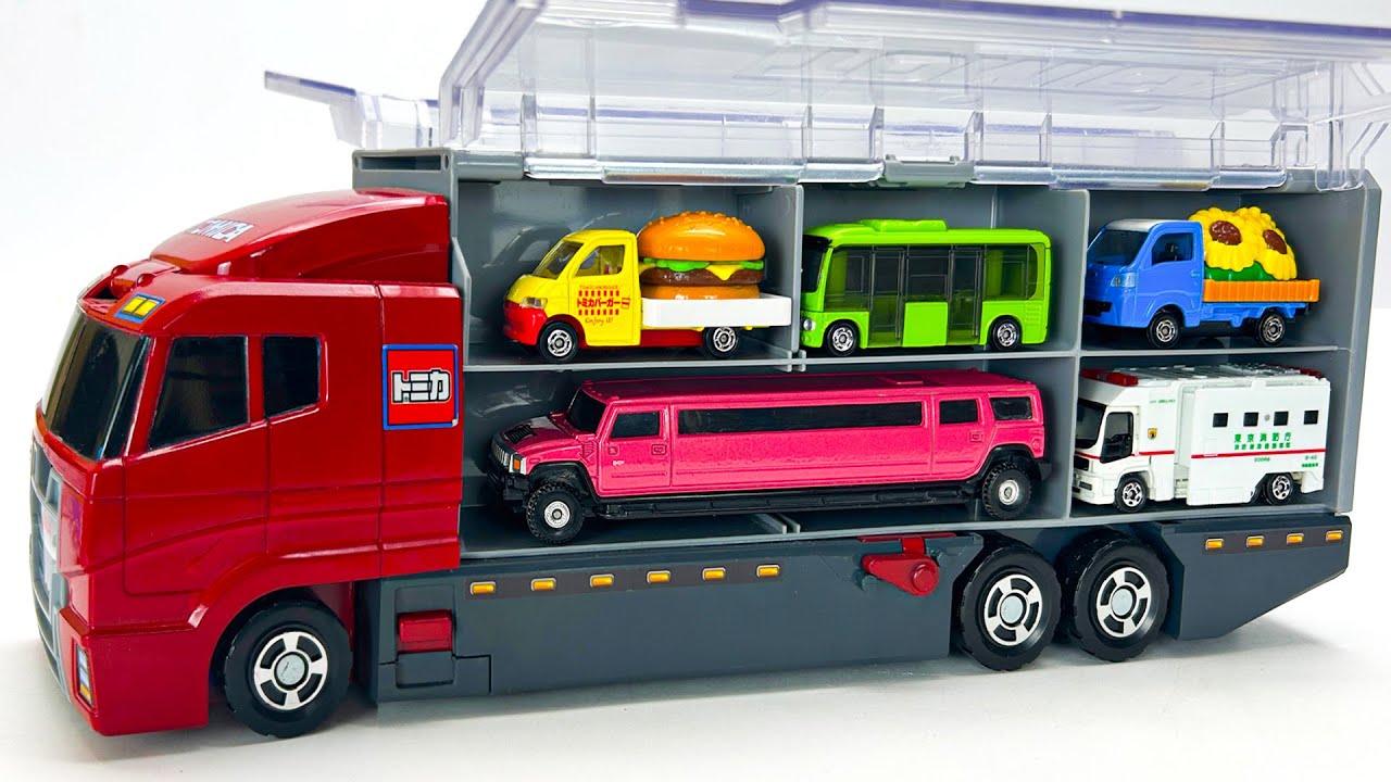 トミカ☆ミニカーを開封してチェック！救急車・バス・トラックをコンボイに収納します☆Tomica Mini Cars Collection☆ Unboxing & Convoy Loading