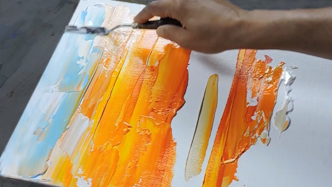 Abstract Painting / Demonstration of Abstract Painting with Acrylics & Palette Knife / Landscape