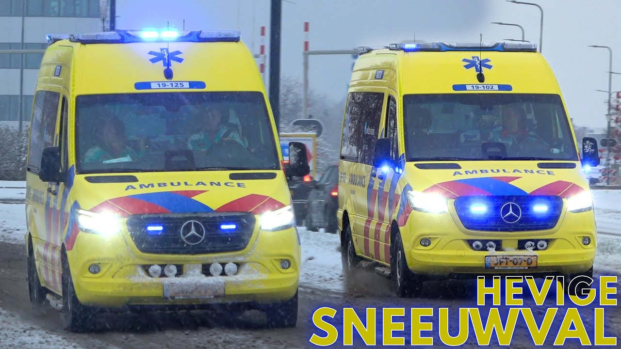 HEVIGE SNEEUWVAL ❄️ | Ambulances met SPOED door de sneeuw naar ADRZ Ziekenhuis in Goes!