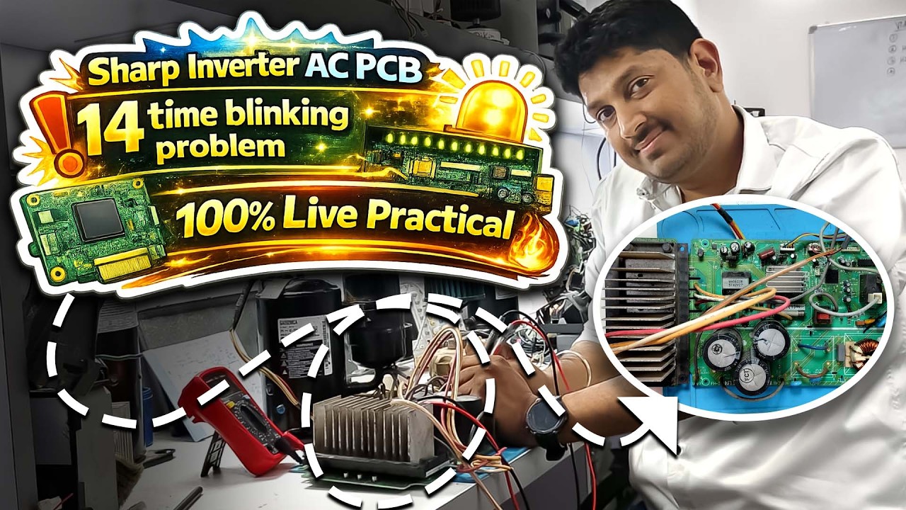✅ Sharp Inverter AC 14 Time Blinking Problem Fix ⚡ PCB Repair Trick | Sharp AC Error Code Solution