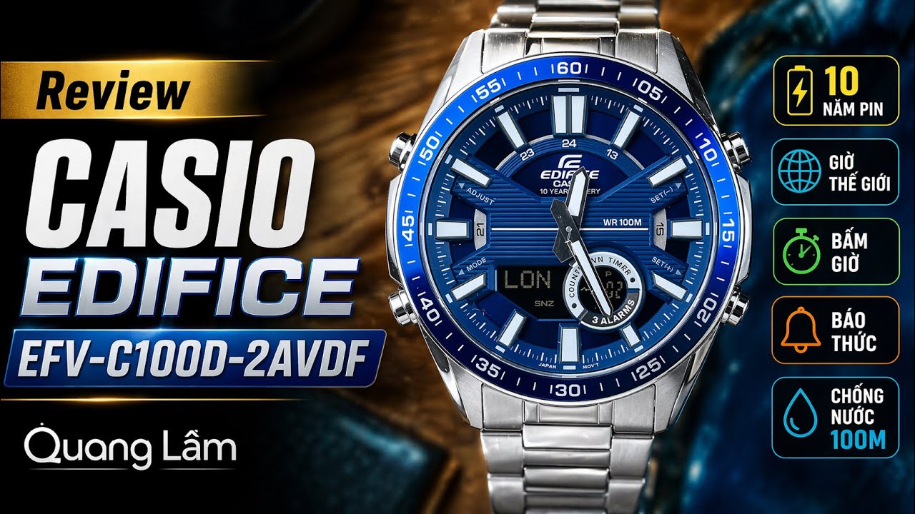 Review Casio Edifice EFV-C100D-2AVDF | Hotline 19003468