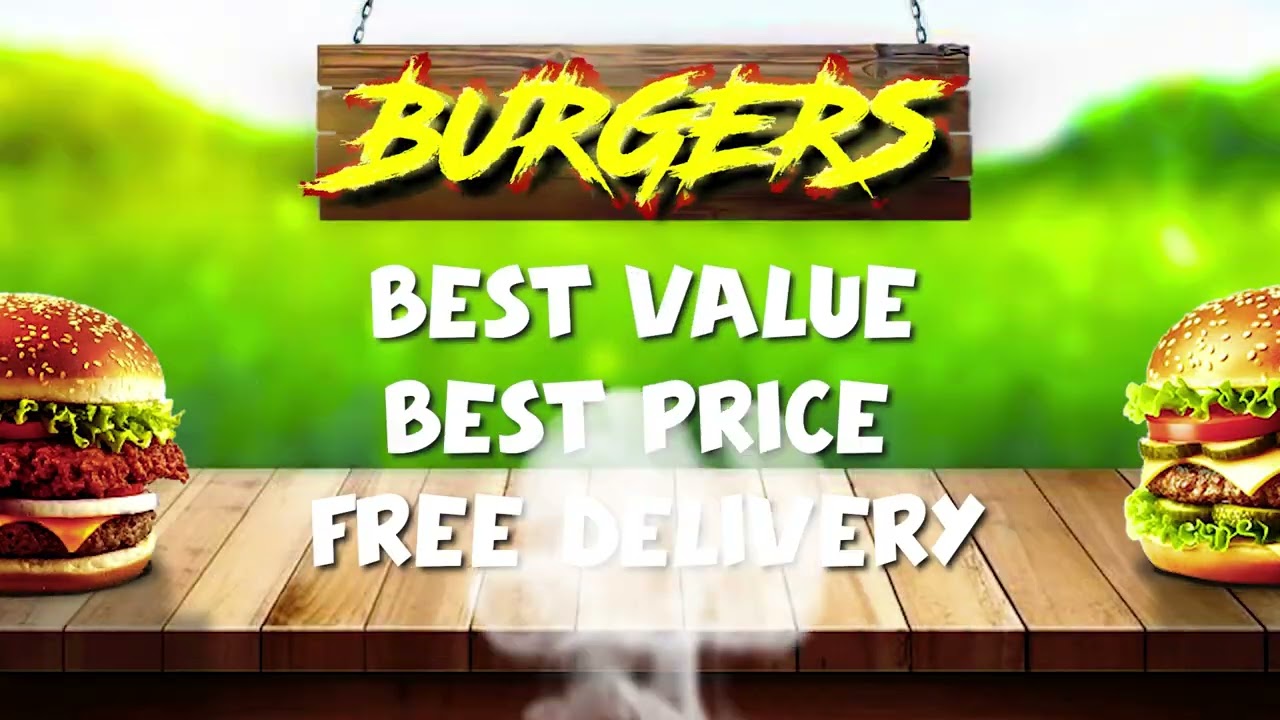 Montage vidéo, apprendre le montage vidéo. pub de burgers, animations d'images