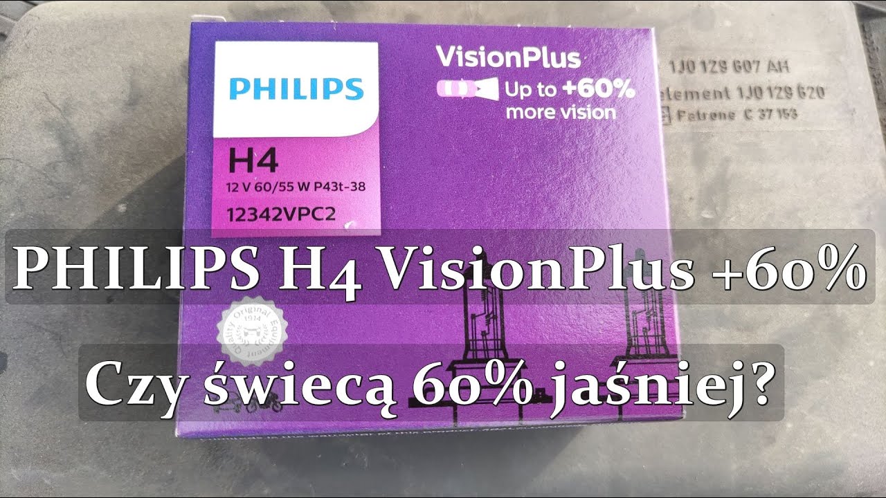 Żarówki H4 Philips VisionPlus 60% MORE VISION? Halogen VW Bora Golf IV, akumulatory Kozak i Bottari