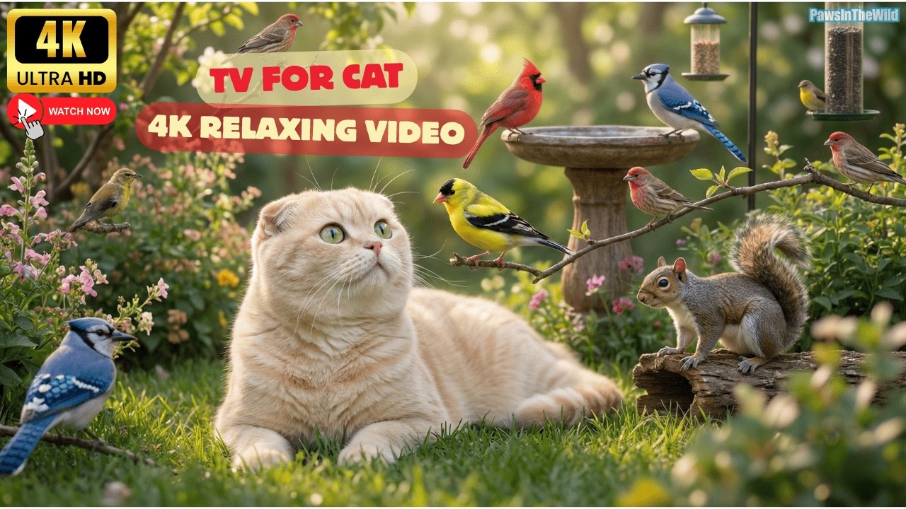 TV for Cats 🐦 Playful Birds Exploring a Peaceful Garden | 4K UHD 60FPS