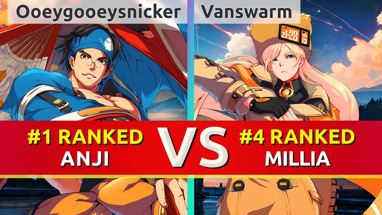 GGST ▰ Ooeygooeysnicker (#1 Ranked Anji) vs Vanswarm (#4 Ranked Millia). High Level Gameplay
