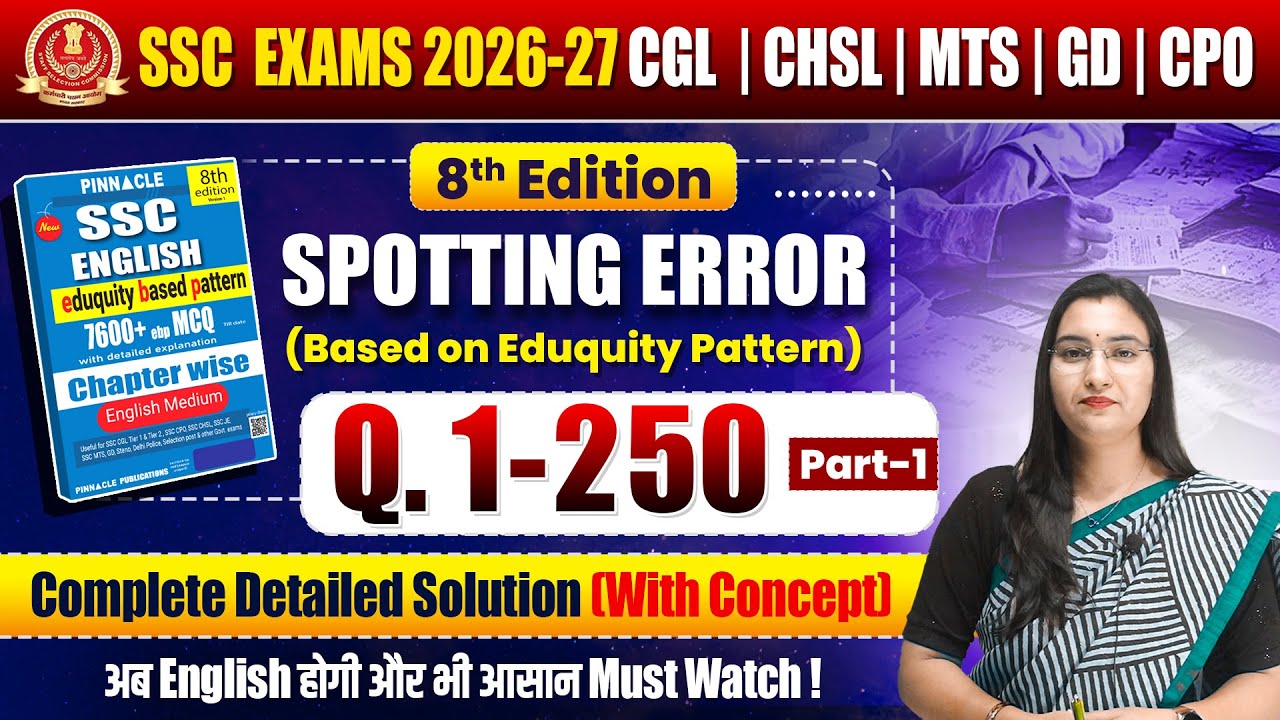 SSC English Pinnacle Spotting Error | Eduquity Pattern | Complete Solution | SSC 2026–27 #ssc2026