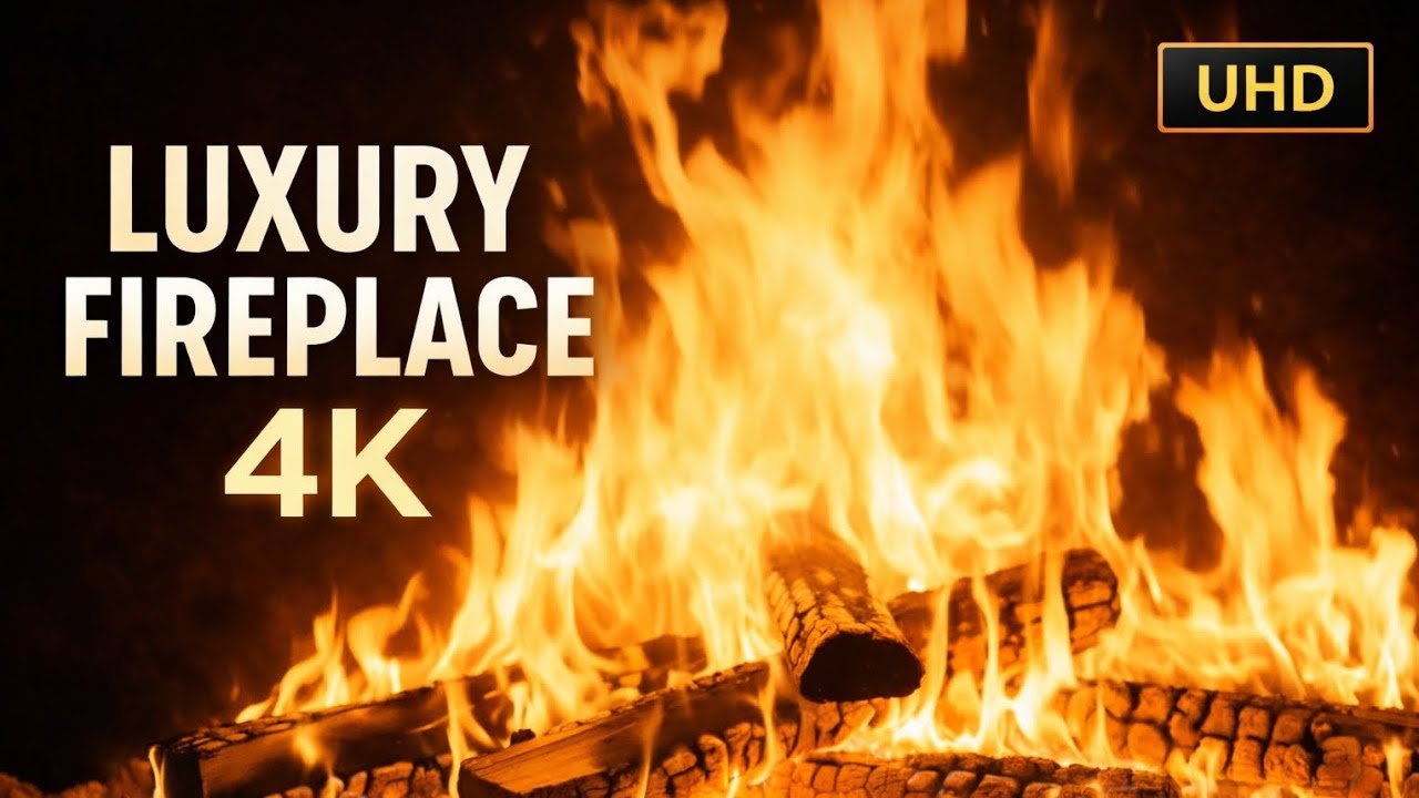 Luxury Living Room Fireplace 4K | Warm, Minimal Home Decor Vibes | Fire video 