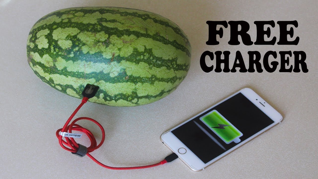 Charger your phone using Watermelon - 3 Free Mobile Charging life Hack