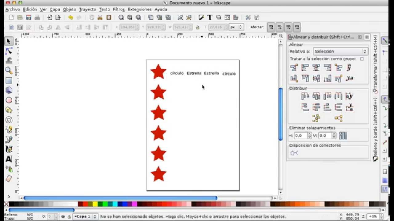 INKSCAPE 6 - Alinear distribuir objetos.