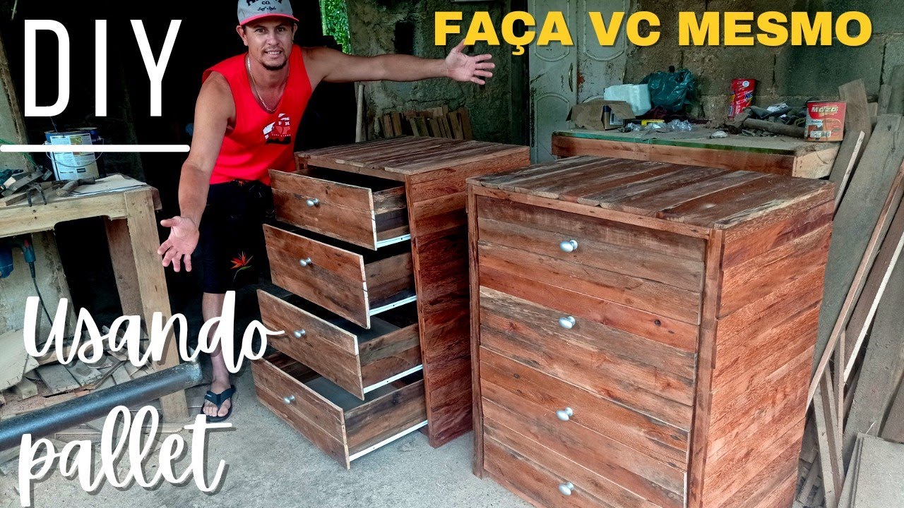 DIY como fazer gavetas com palete, cômoda usando madeiras de pallet