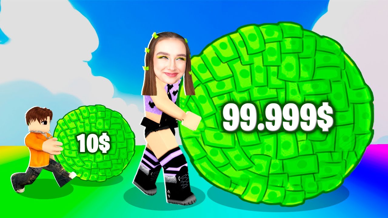 РАСКАТАЛА ОГРОМНЫЙ ДЕНЕЖНЫЙ ШАР в ROBLOX ! 😱 Роблокс Money Race