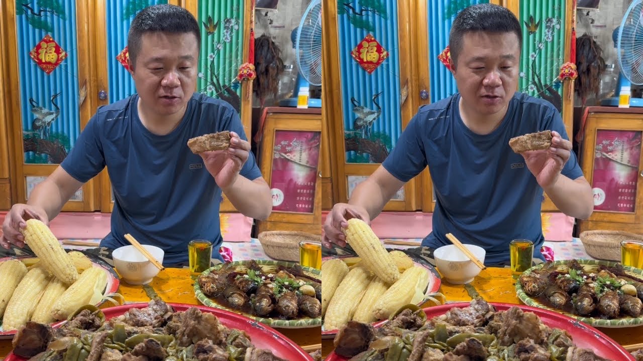 排骨炖豆角，酱焖鲫鱼！烀大苞米！这菜香懵了！