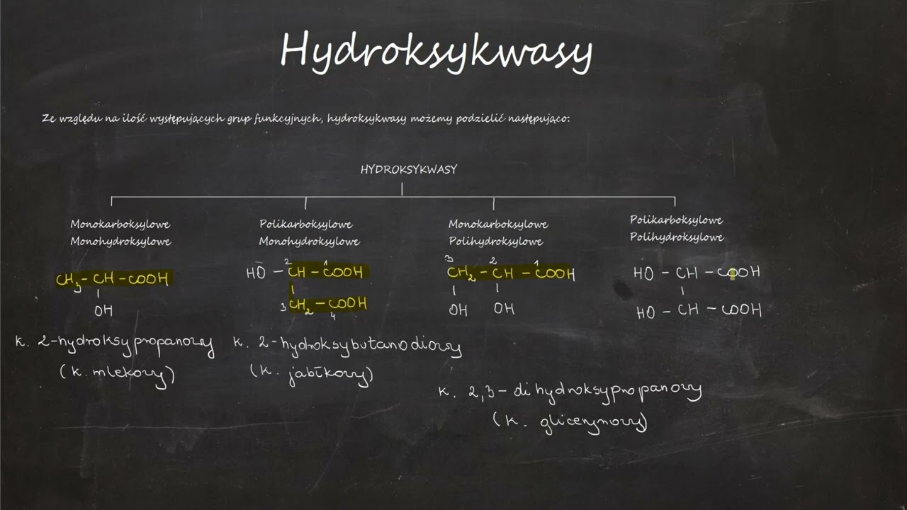 Hydroksykwasy — budowa, nazewnictwo i przykłady | Chemia szkoła średnia