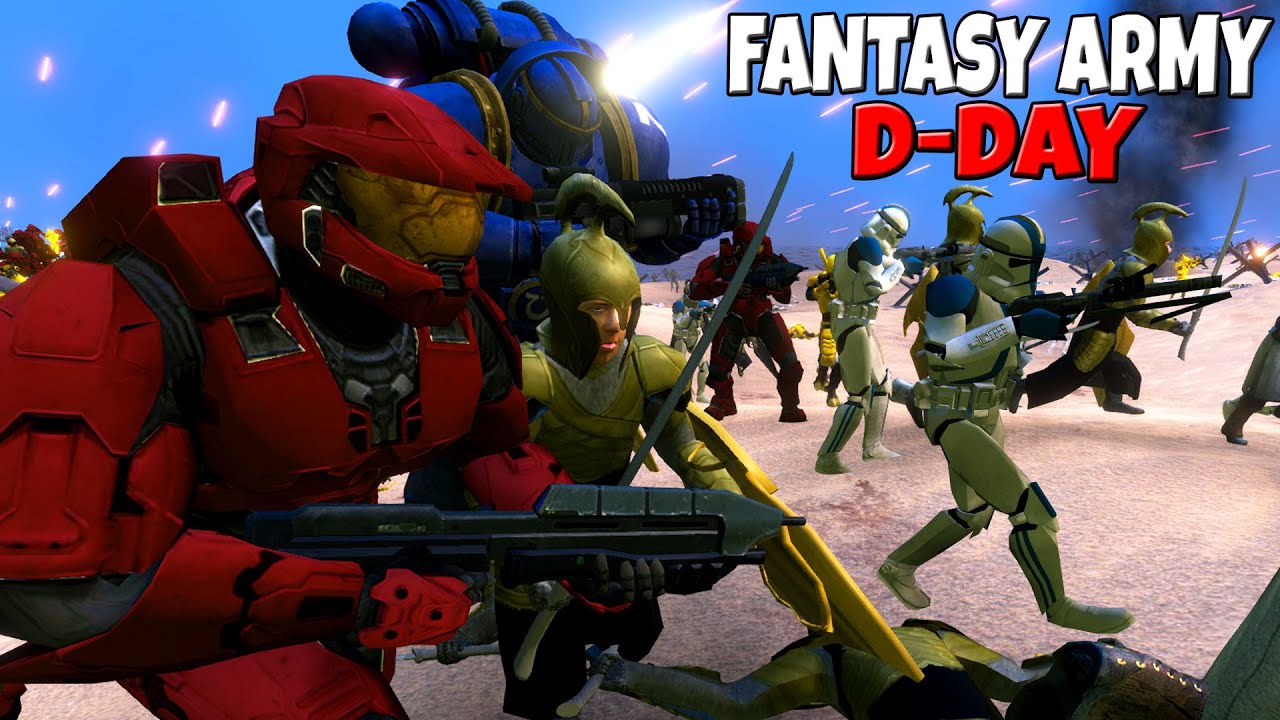 ALL Fantasy Armies D-DAY Beach INASION! - UEBS: Star Wars, Halo, Warhammer 40k, LotR, GoT mods
