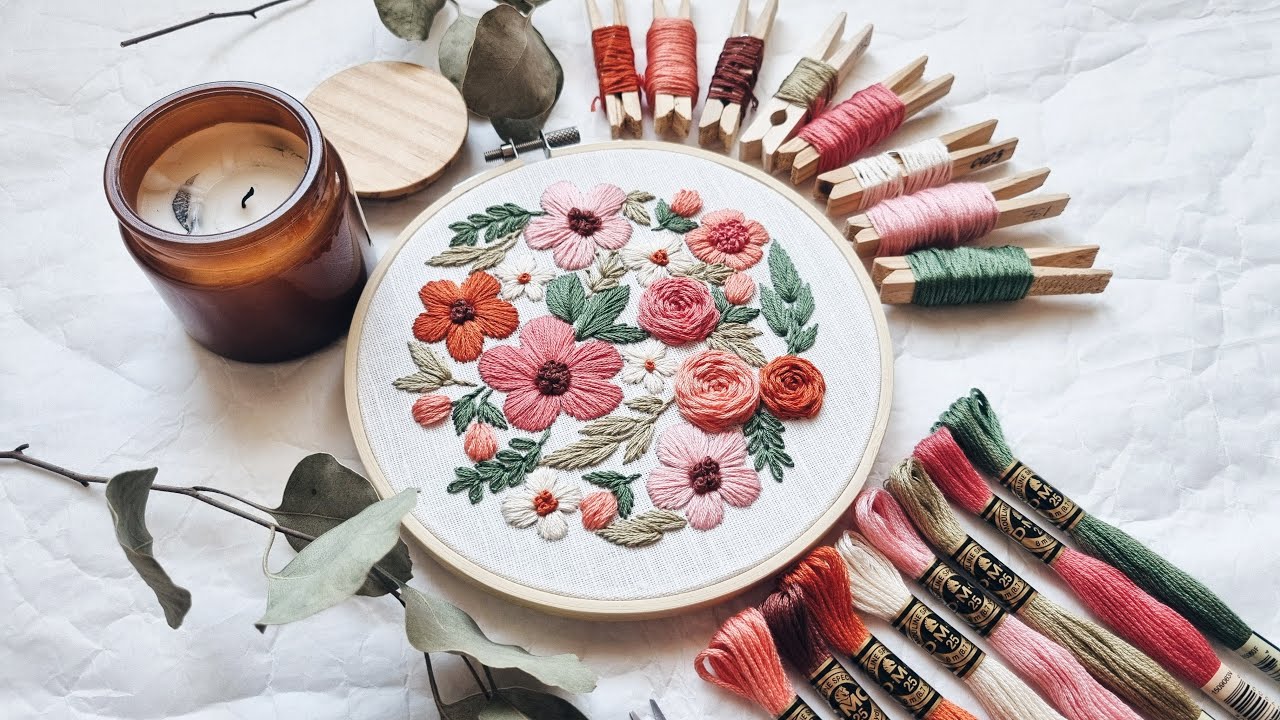 Summer flowers hand embroidery pattern | Botanical embroidery | Hand embroidery for beginners