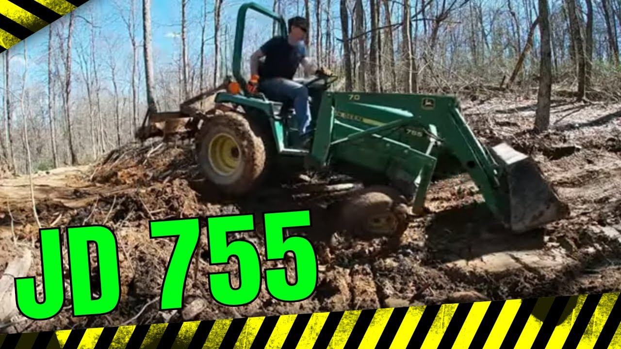 Trail maintenance with John Deere 755 - PLUS - bonus barge footage