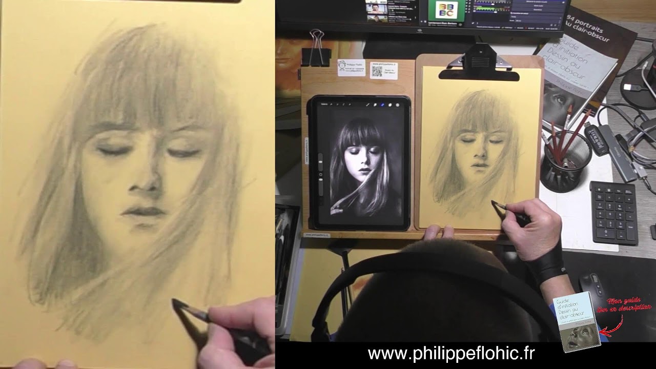 Etudes rapides partie de  visage,  fusains sur papier A4 impression laser Claire Fontaine 