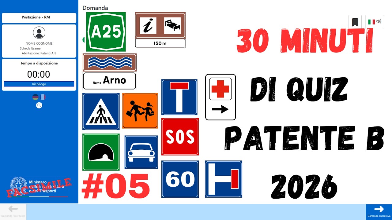 Quiz Patente B 2026 | Simulazione VERO/FALSO da 30 Minuti #05
