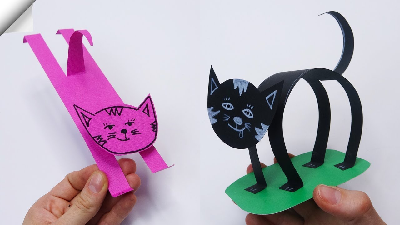 Прыгает кошка | бумажные игрушки антистресс | поделки из бумаги для детей