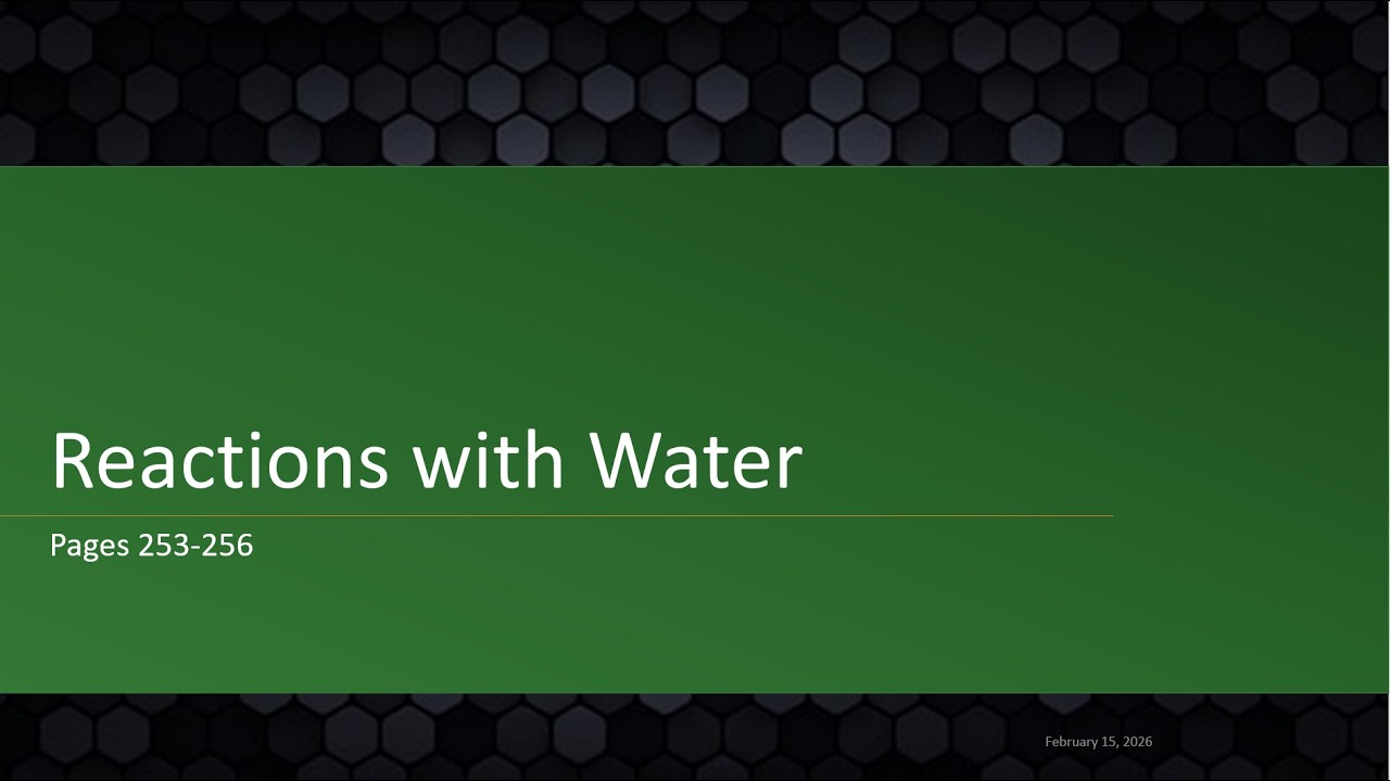AICE Chemistry | Chapter 11.4: Reactions with Water and Solubility Trends