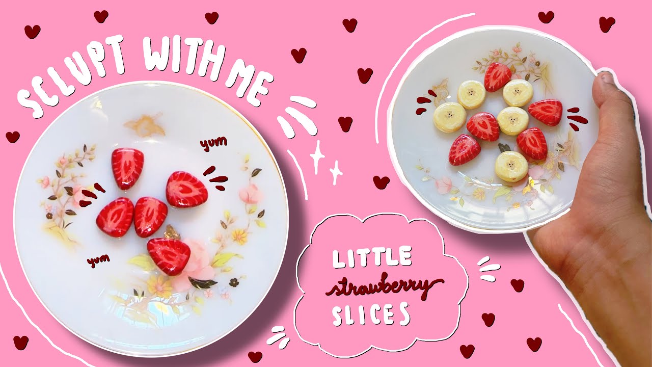 Sculpt little strawberry slices with me | everything rosy | clay art