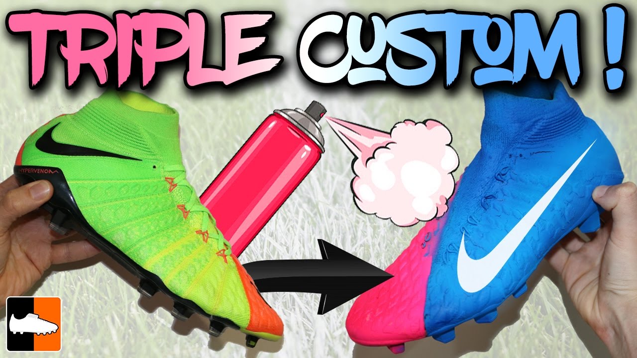 Pink & Blue Hypervenom?! Custom Spray Paint Nike Boots