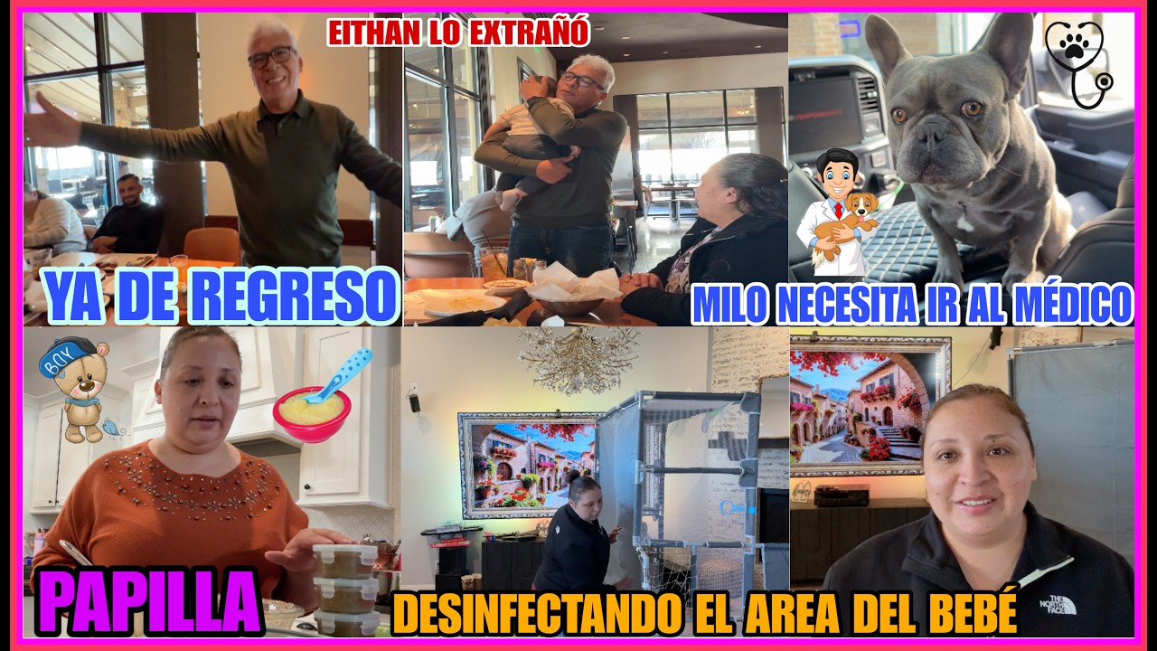 🇵🇪MI PAPÁ ESTÁ DE RERESO🇺🇸DESINFECTANDO EL AREA DEL BEBÉ💙🚼MILO EN EL VETERINARIO🐶