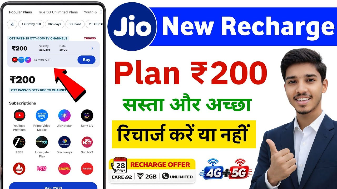 New Jio Recharge Plan ₹200 | ₹200 New Jio Recharge Plan | Jio ka 200 wala recharge