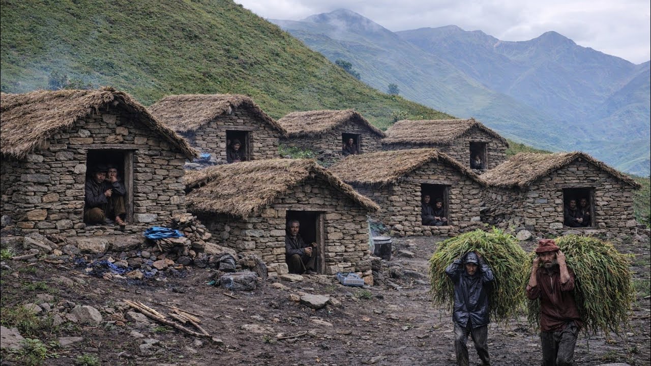 Best Rainy Day in Himalayan Village || Nepali Mountain Village Life During The Rain Season || 