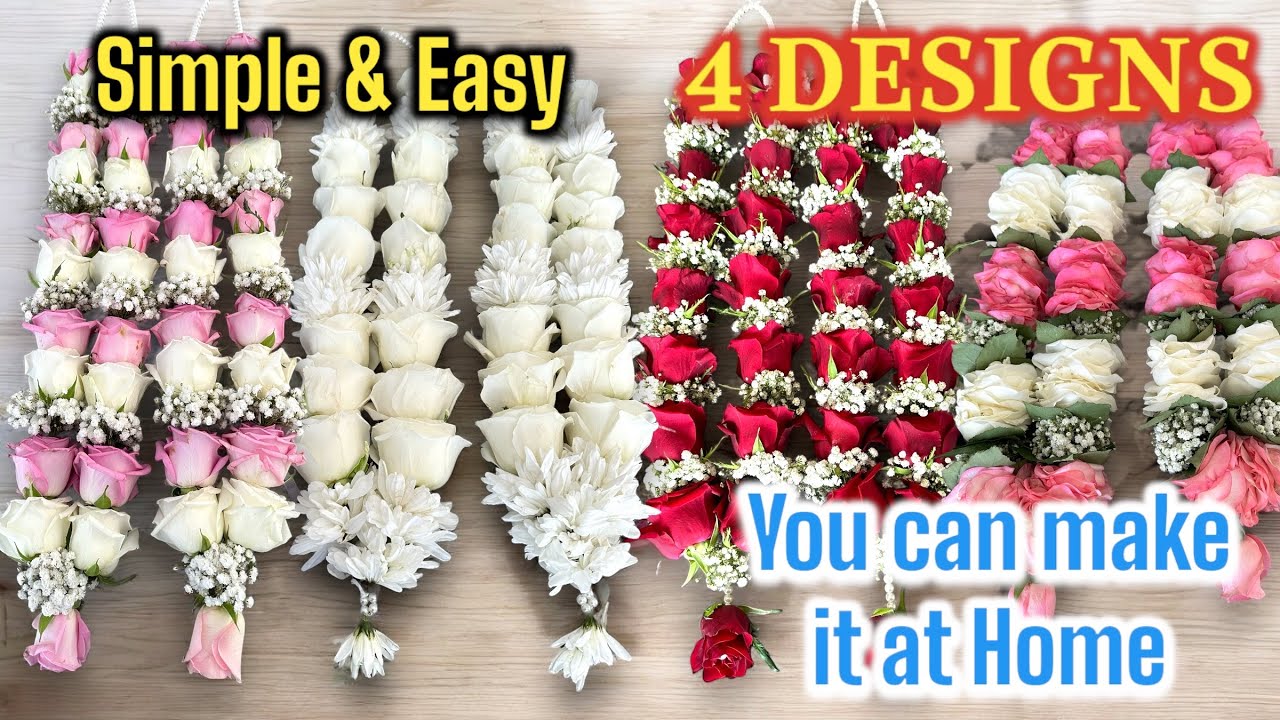♥️Wedding Garlands🩷4 Designs that you can make at Home