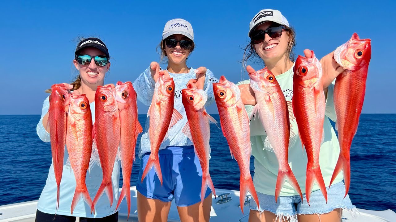 Triple’d up on Queens! 600' Hand Crank Deep Drop! Queen Snapper Catch/Clean/Cook