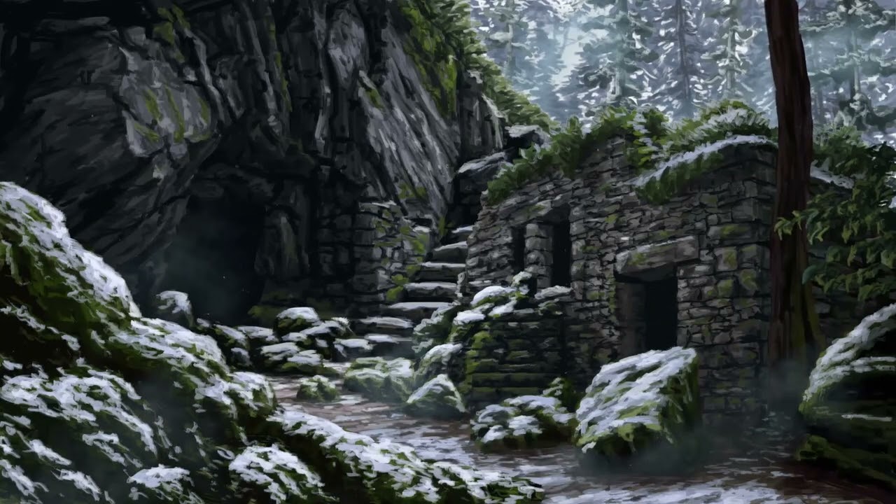 Ruinas en Bosque Winter LOOP mp4