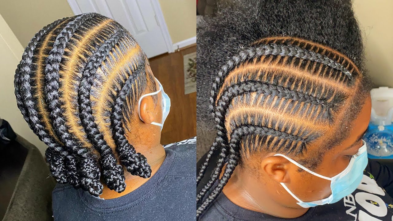 STITCH BRAIDS ON NATURAL HAIR // MINI BUNS // SIMPLE, SLEEK, & SLAYED ✨🙌🏾