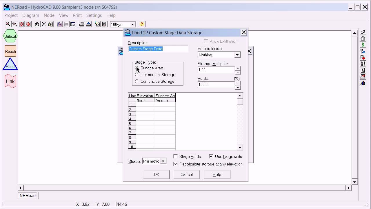 HydroCad- Defining a Detention Basin