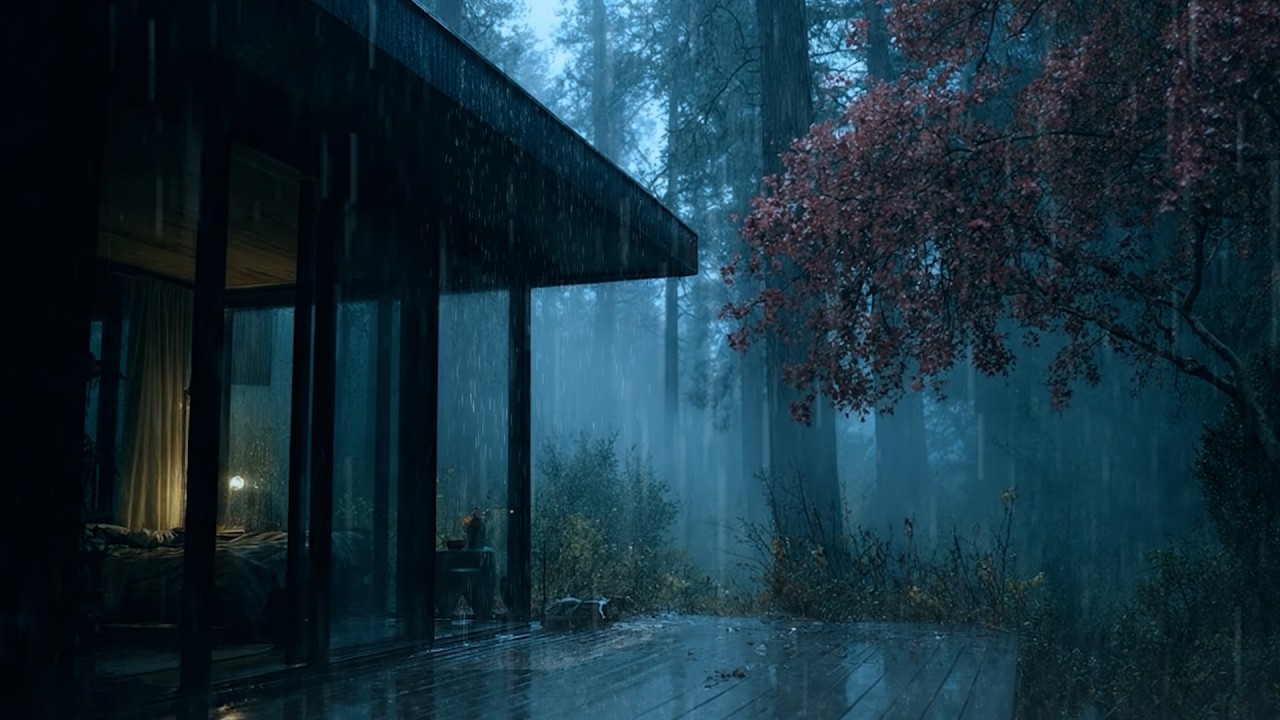 Comfortable Heavy Rain Sounds🌧️🌲 | The cabin is quiet, the mind slowly quiets down