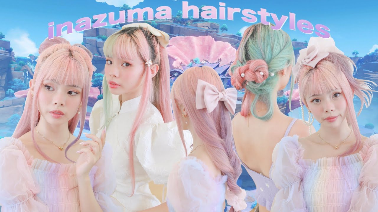 hairstyles inspired by INAZUMA genshin impact characters ⚡️💜 kokomi, raiden shogun, yae miko + more!