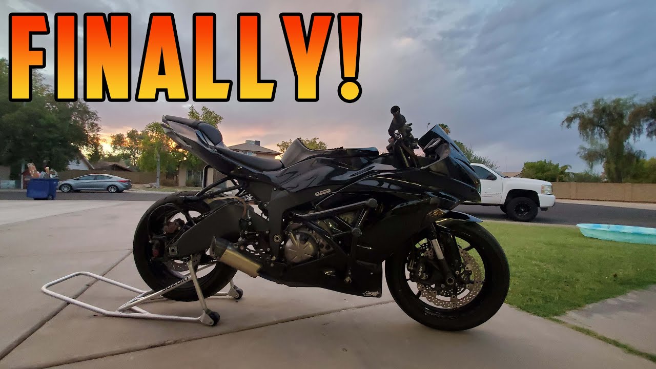 Finally! First Ride On The Kawasaki 636 Stunt Bike... Wheelies, Stoppie Practice, First Impressions