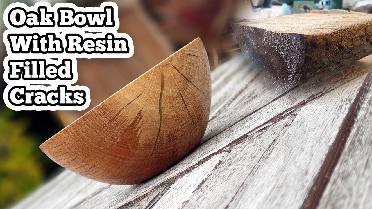 Making an Oak Wood Bowl with Epoxy Resin Filled Cracks - 2020 - #amyi91.wood
