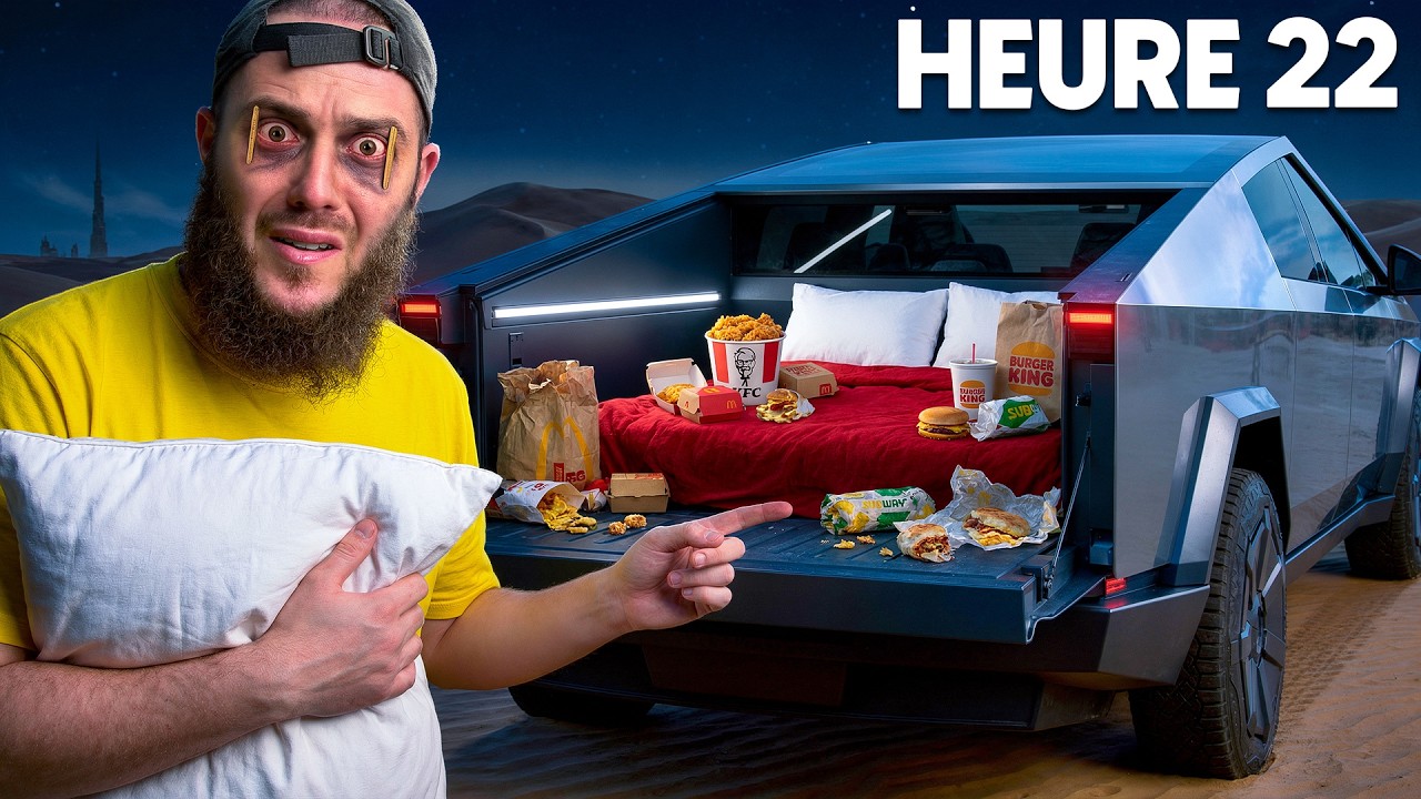 24h Enfermé Dans Mon CYBERTRUCK (il choisit ce que je mange)